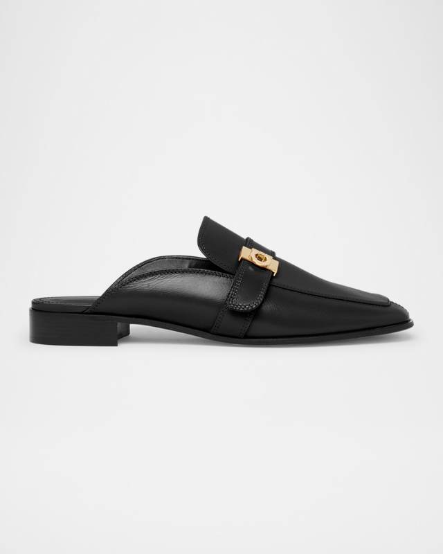 Mavira Leather Gancini Strap Loafer Mules